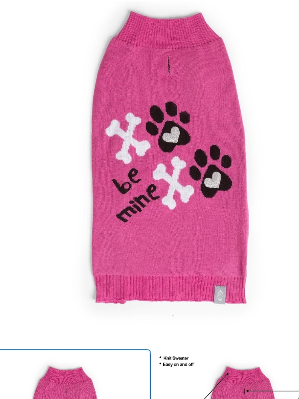 Free Country Pink Dog Sweater with Black and White Accents